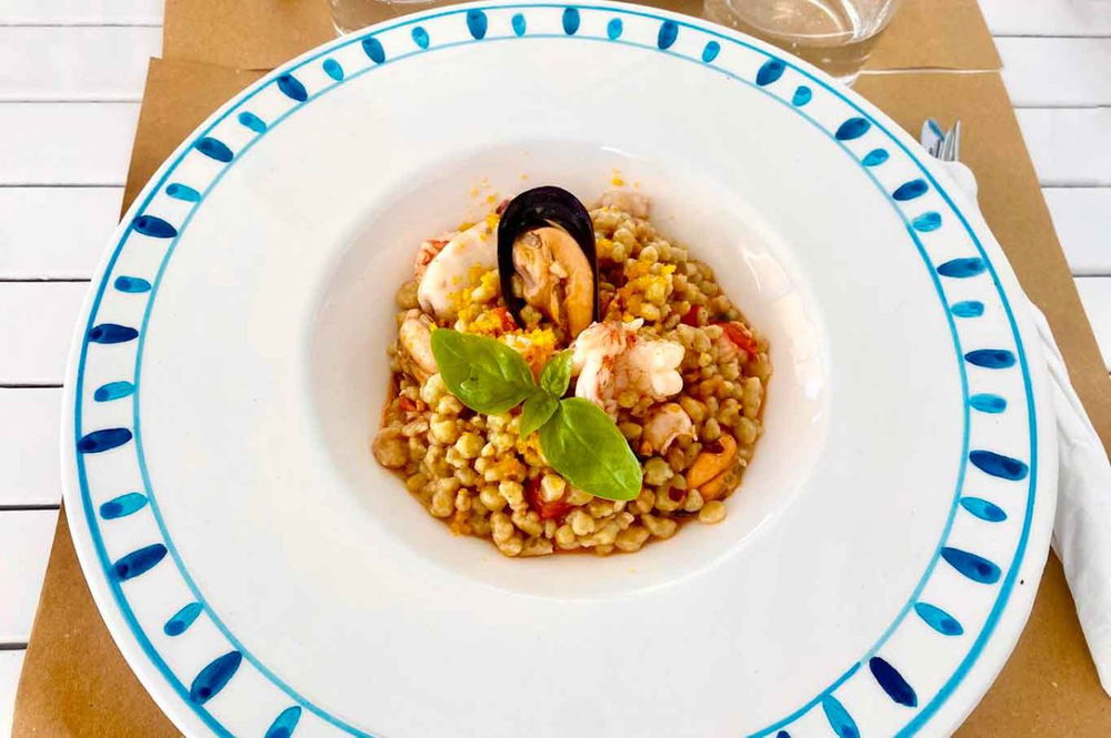 la fregola della trattoria di pesce Bagni Sillo sul mare di Sori in Liguria