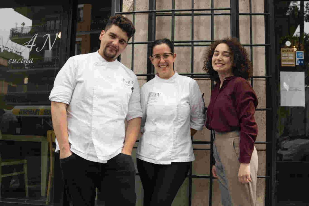 gli chef di Nuan a Roma Elvio Ferrelli, Luana Lesce e la sommelier Enrica Cocciarelli