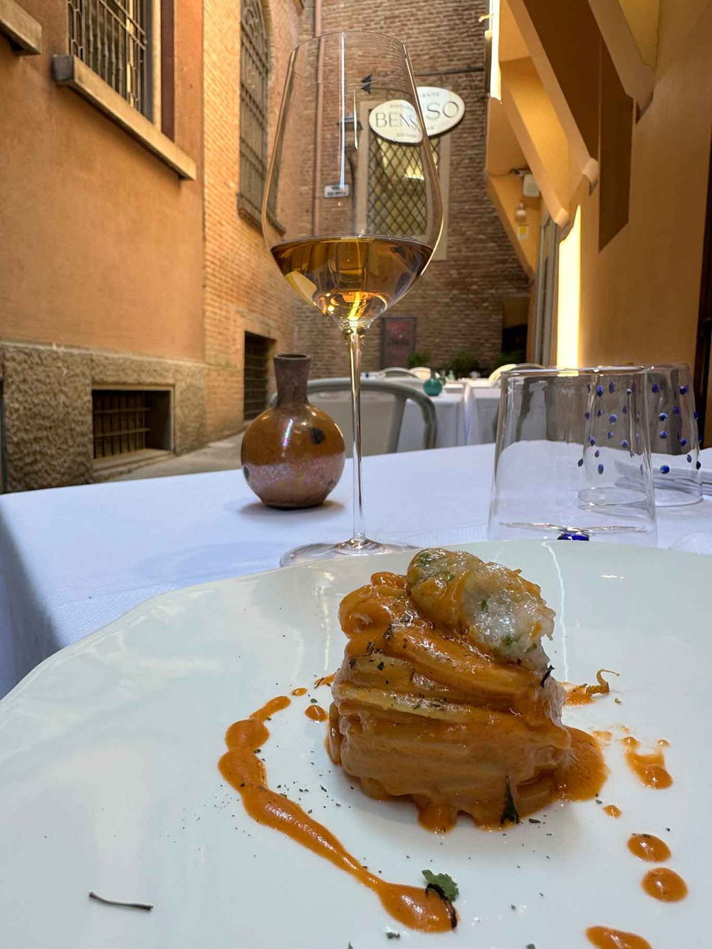 linguine agli scampi del ristorante Benso a Bologna