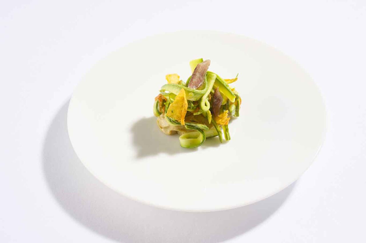 zucchina e alici del ristorante Imàgo dell'Hotel Hassler a Roma
