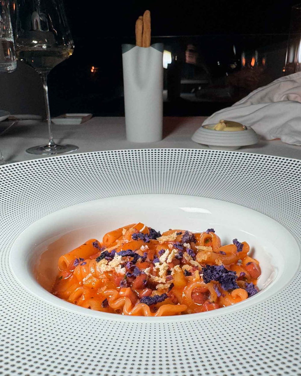 la pasta con patate e totani del ristorante Un Piano Nel Cielo dell'hotel Casa Angelina a Praiano in Costiera Amalfitana