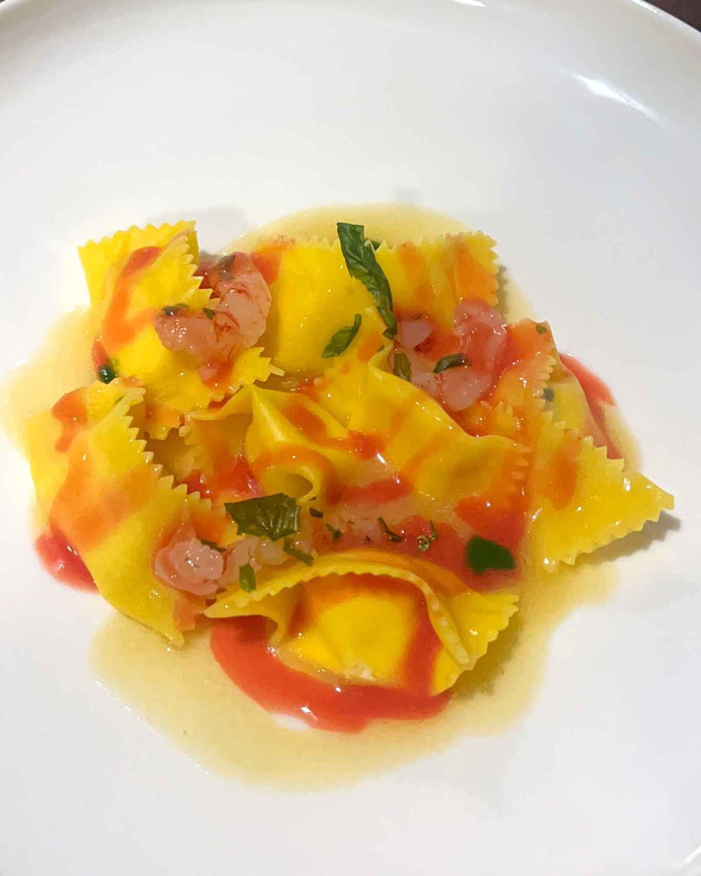 il fagottello con la provola e i gamberi del ristorante Elementi a Latina