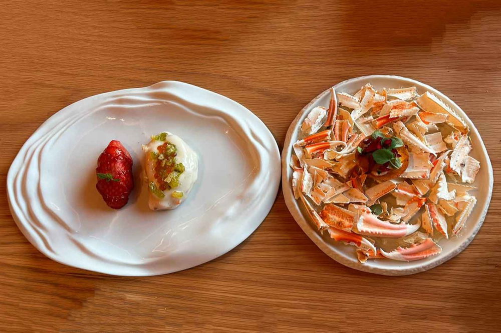 la catalana di scampi del ristorante Finestra a Bonifacio in Corsica