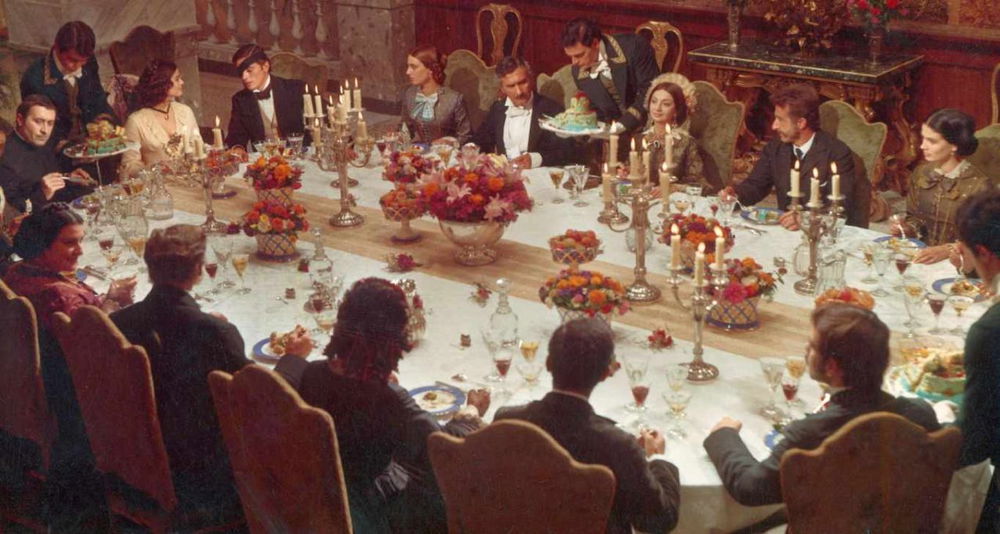 cena gattopardo con Claudia Cardinale e Alain Delon