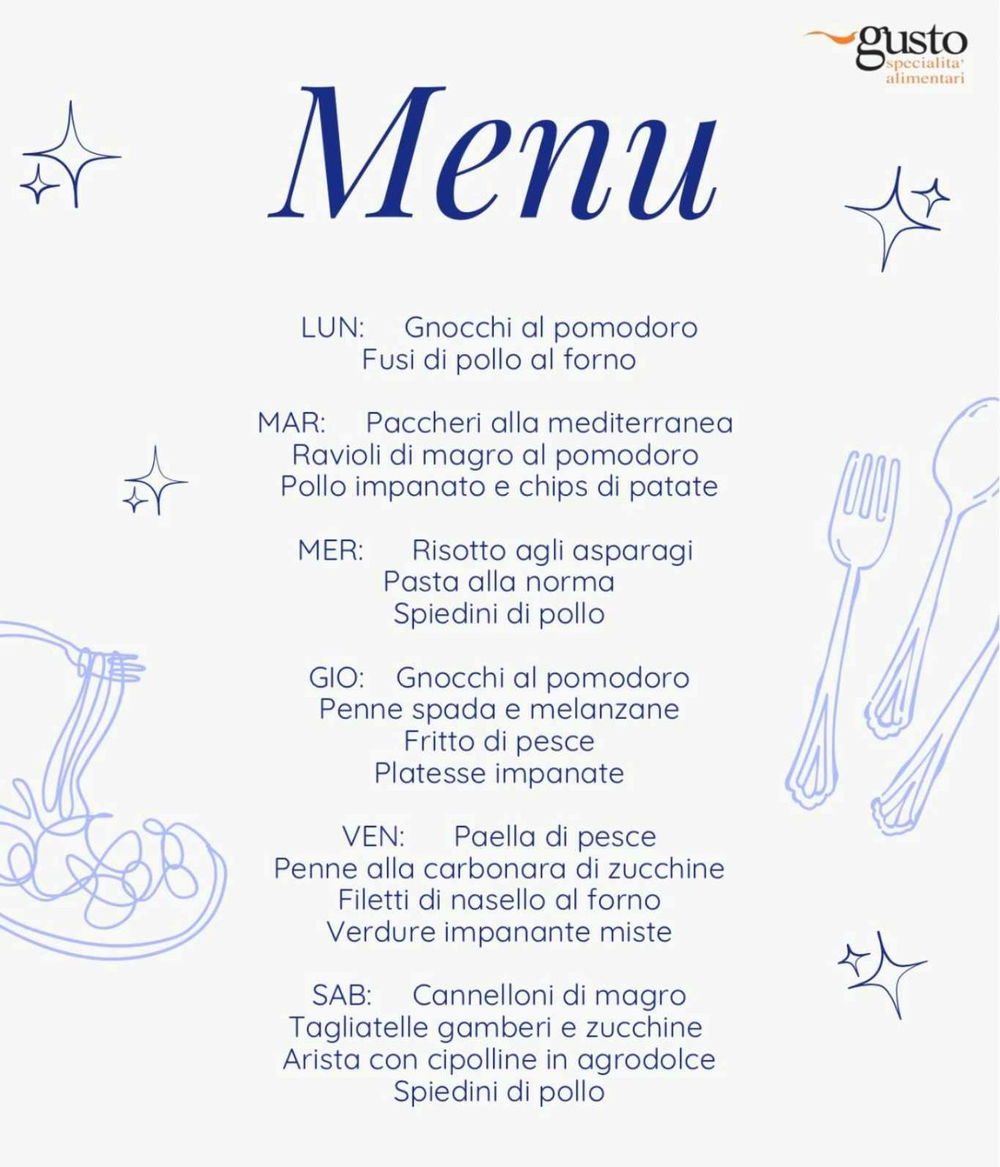 gusto menu settimanale