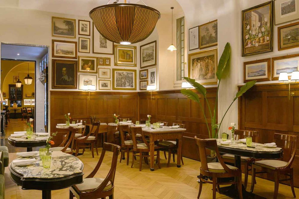 la sala del ristorante San Baylon dell'hotel Palazzo Ripetta a Roma