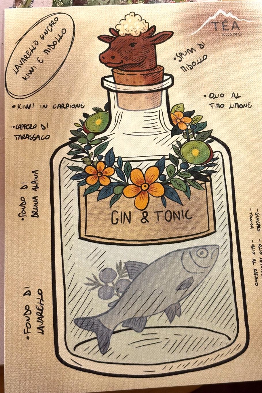 Livigno Téa del Kosmo piatti disegnati lavarello al gin