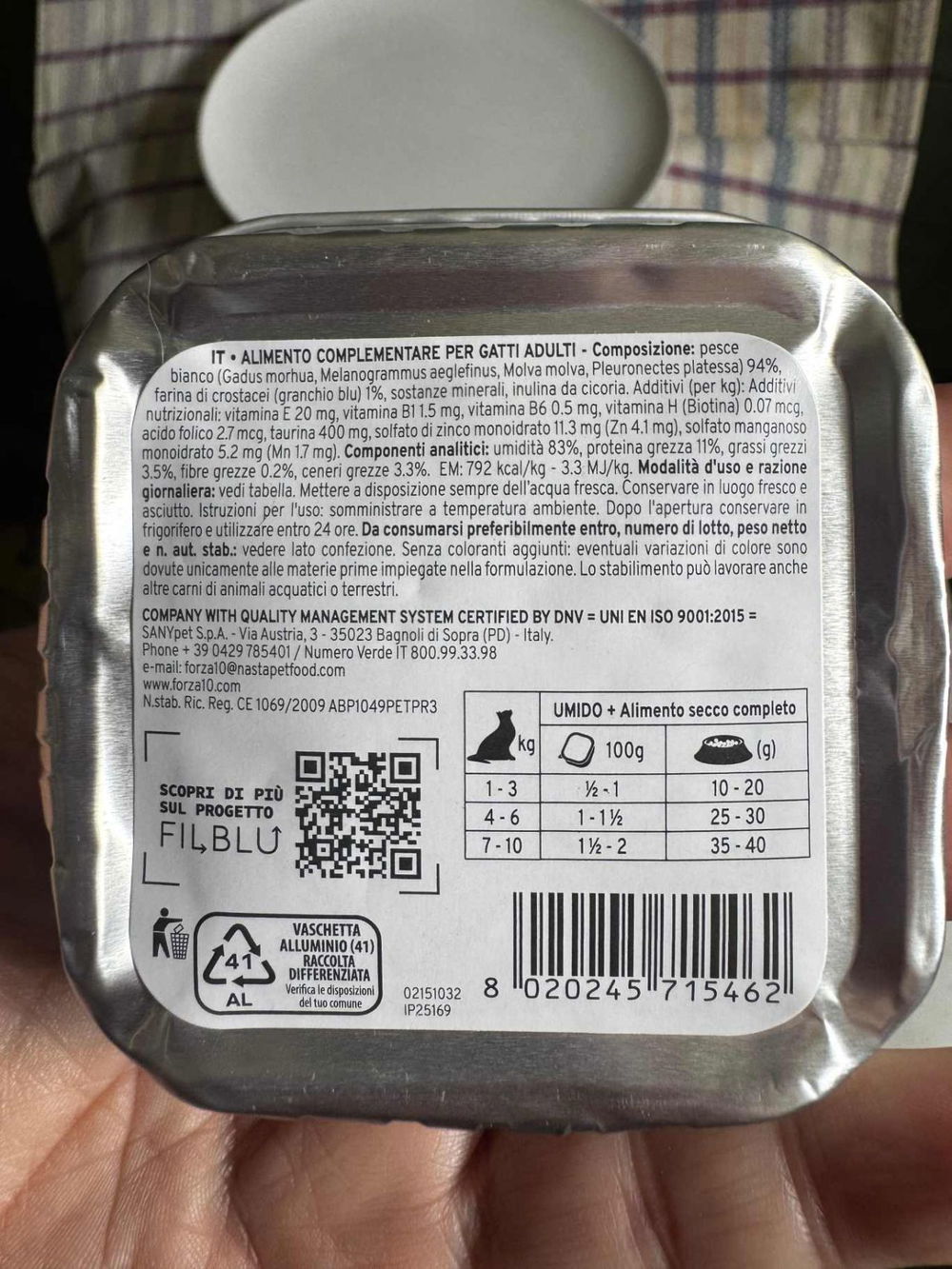 forza10 pate per gatti ingredienti