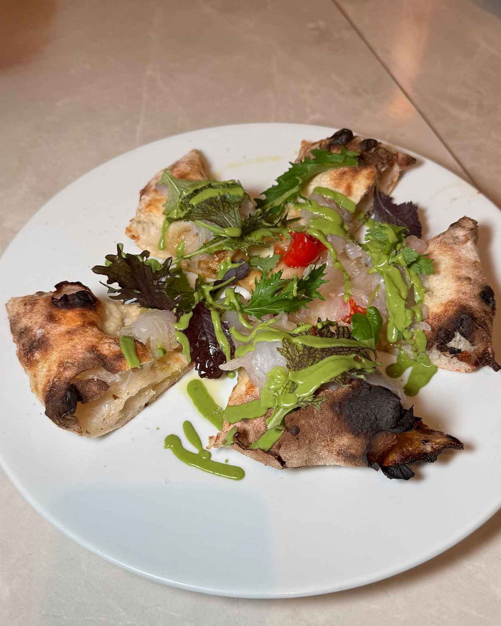 la pizza del ristorante di pesce Livello 1 a Roma Eur