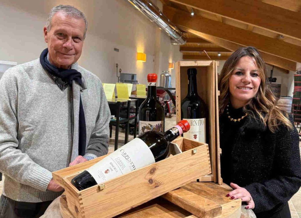 Il fondatore Antonio Zaccheo e l'enologa Caterina Sacchet, di Carpineto