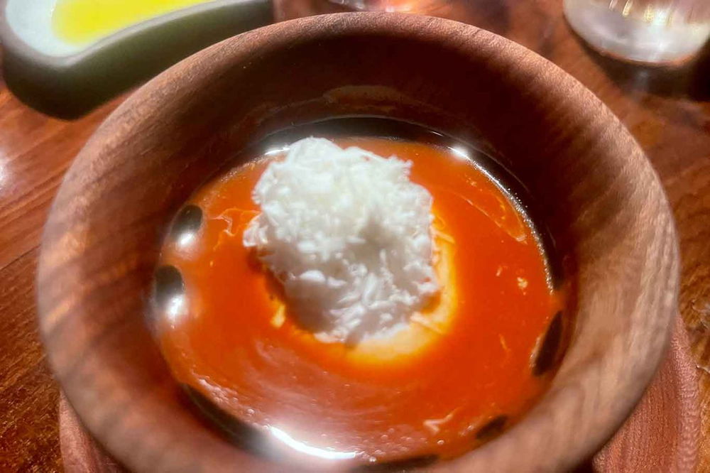 l'uovo in purgatorio del ristorante Al Madrigale a Tivoli