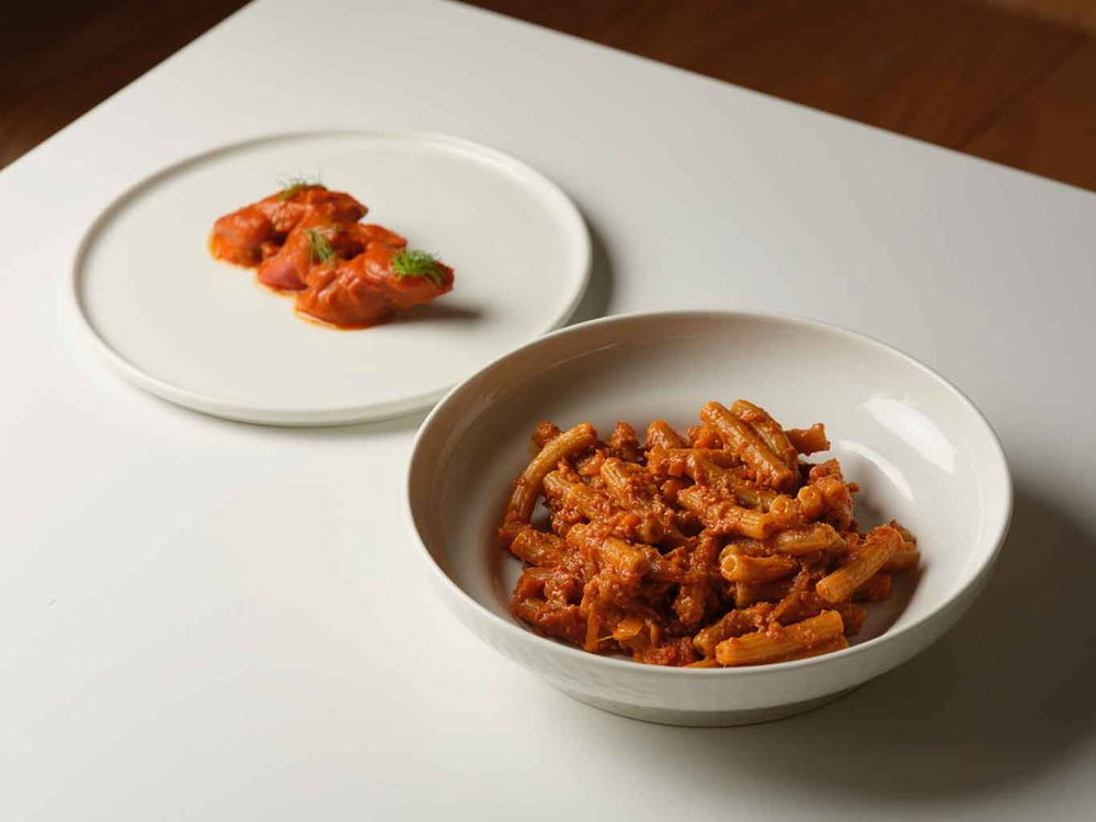 i rigatoni con gli involtini della trattoria Stecca a Roma Garbatella