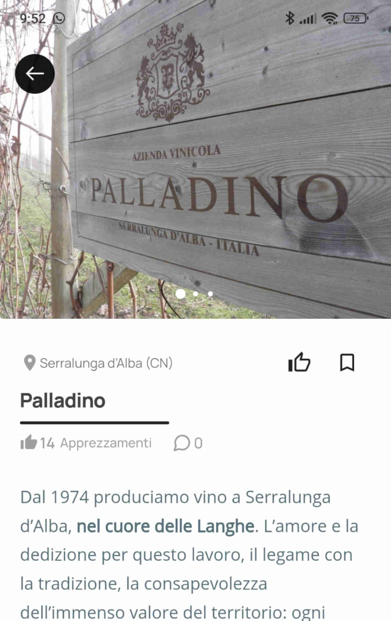Una schermata dalla Guida Il Nebbiolo