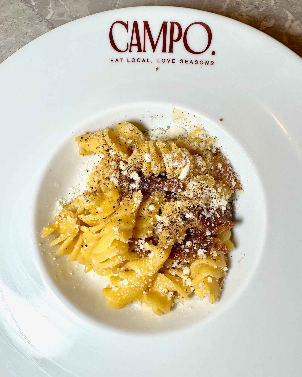 la carbonara dell'Osteria Campo a Roma Prati 