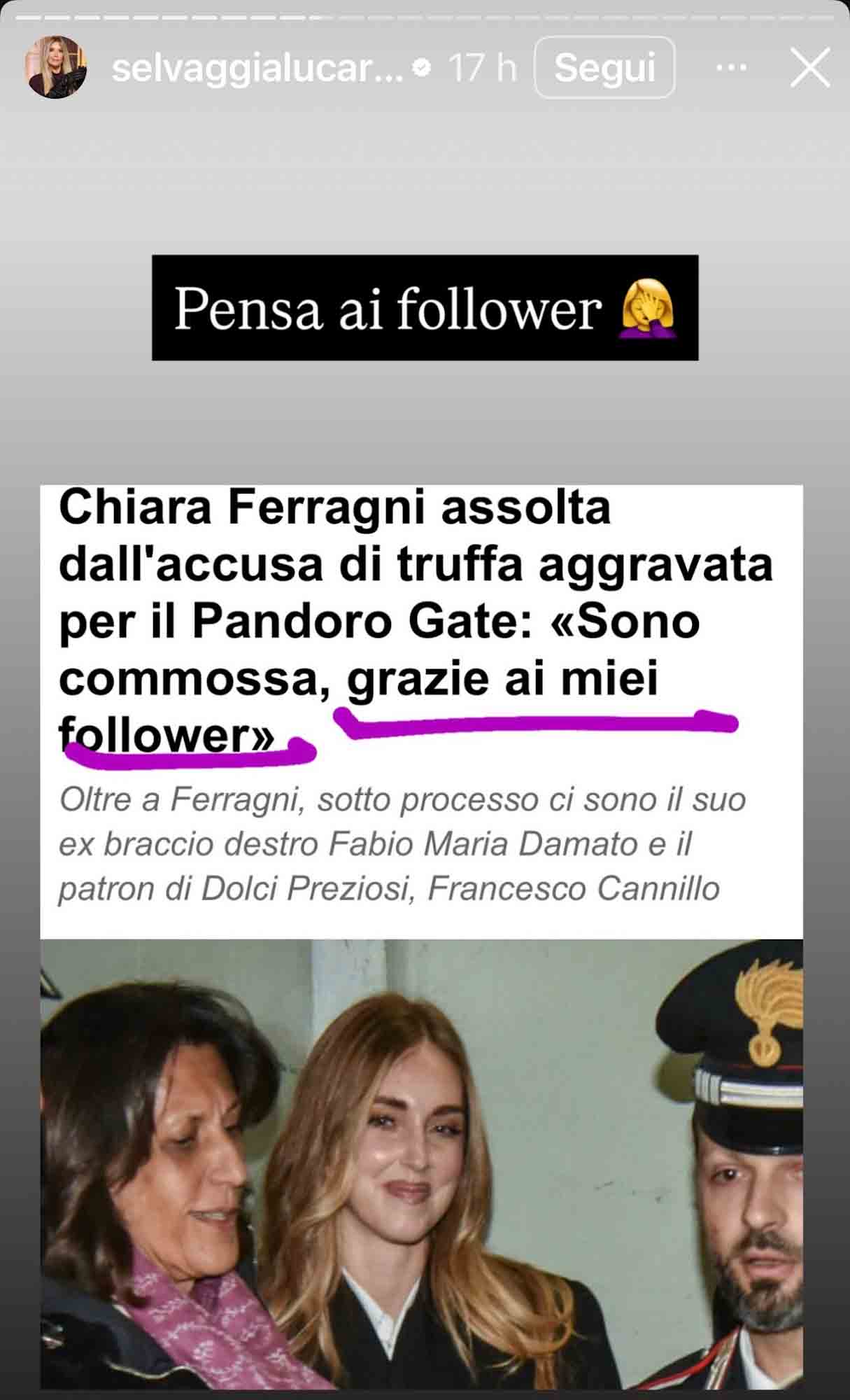 Selvaggia Lucarelli su Chiara Ferragni prosciolta