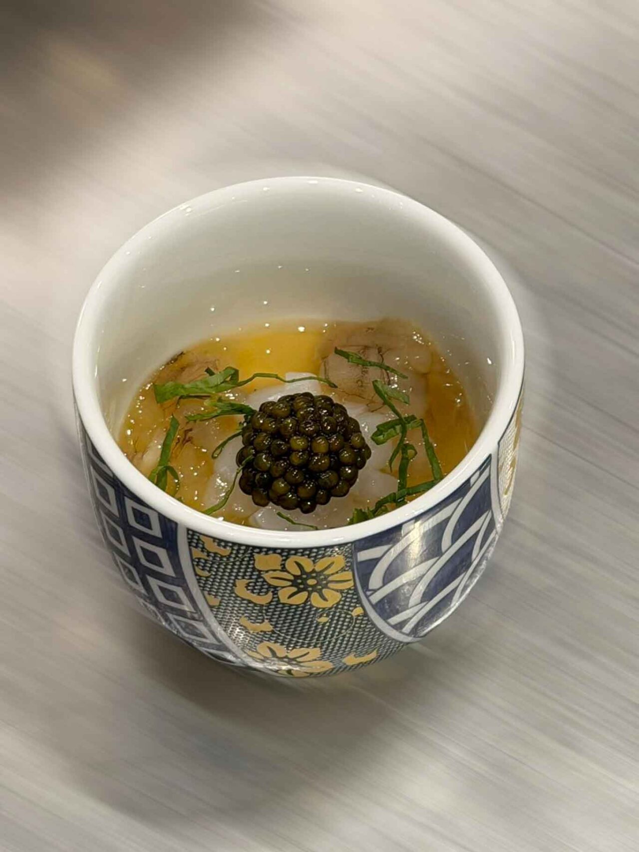 canocchie con caviale e seppia della cena Iyo - Da Lucio