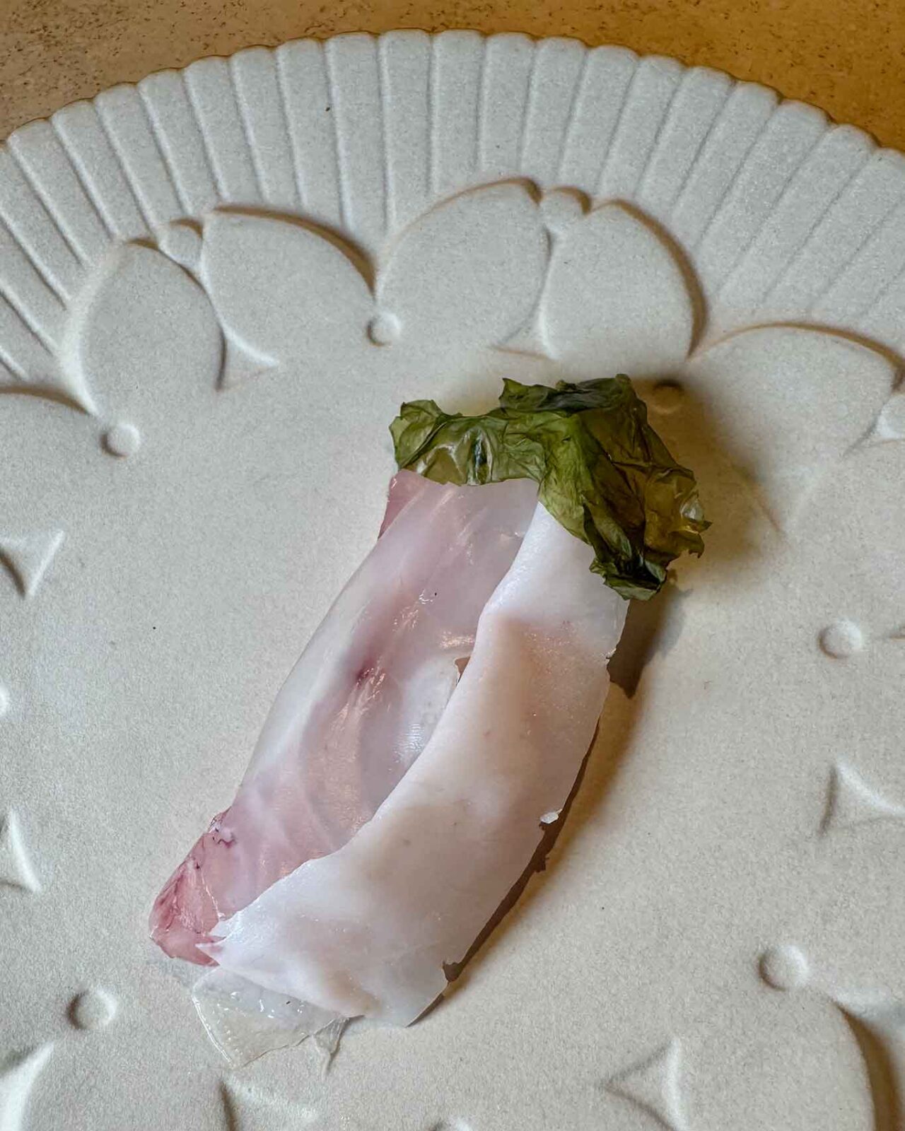 l'ombrina con il lardo del ristorante Da Lucio a Rimini