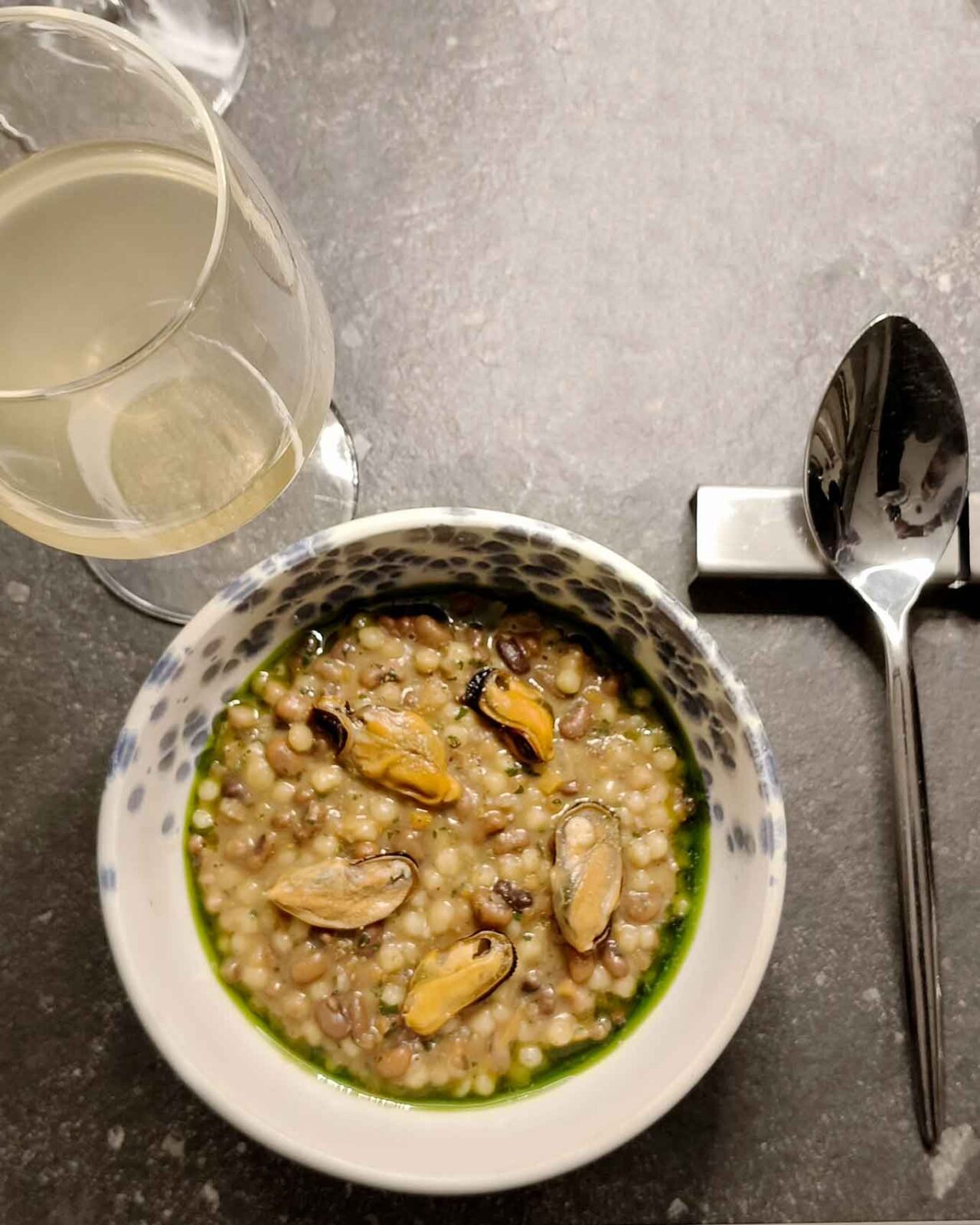 la fregola sarda con le cozze del ristorante Luna by Faro a Roma 