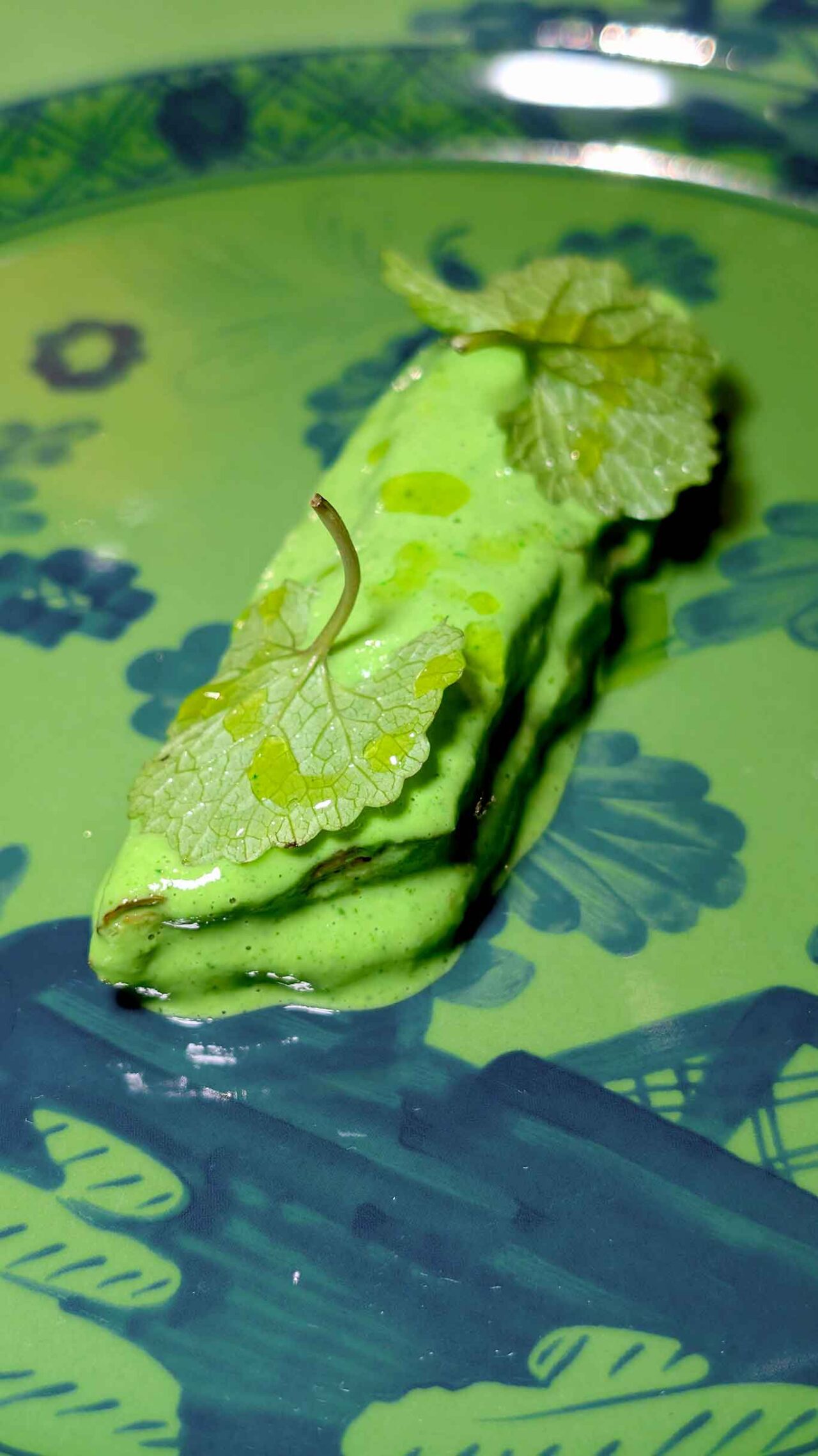 cena con Jessica Rosval Al Gatto Verde e Davide Guidara I Tenerumi: zucchina aglio e menta