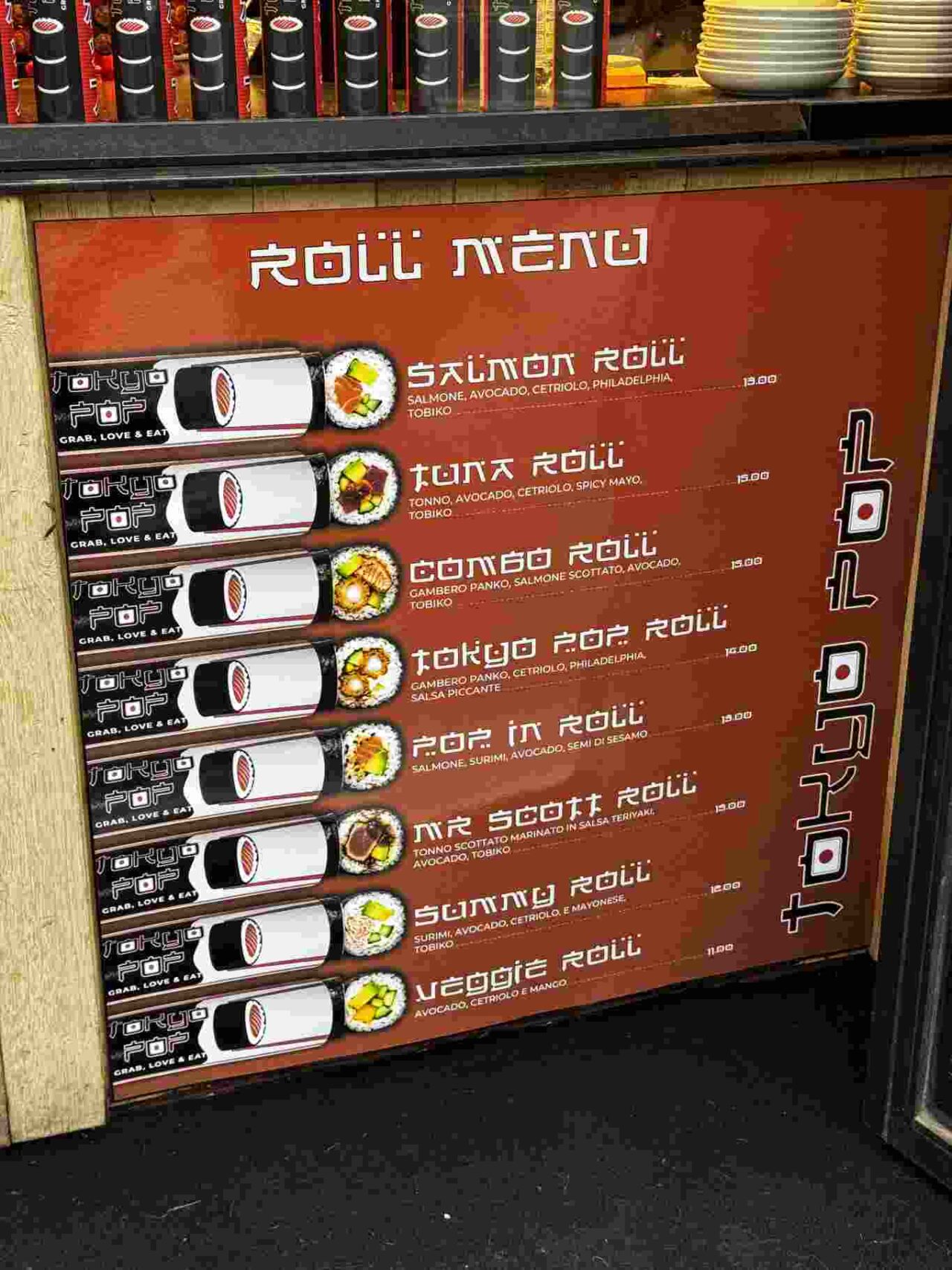 tokyo pop sushi roll milano menu