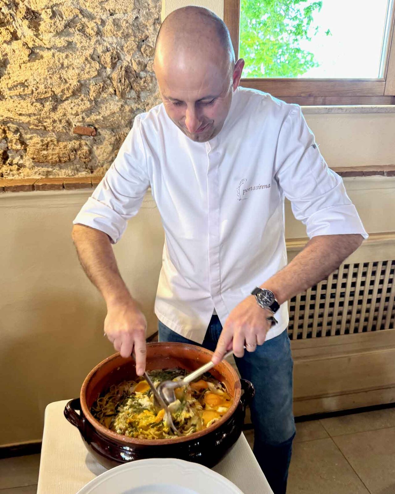 la carbonara cilentana dell'agriturismo Porta Sirena a Paestum Capaccio 