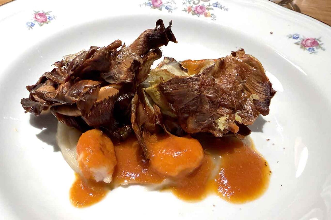 i carciofi con scampi del ristorante Frangente a Milano