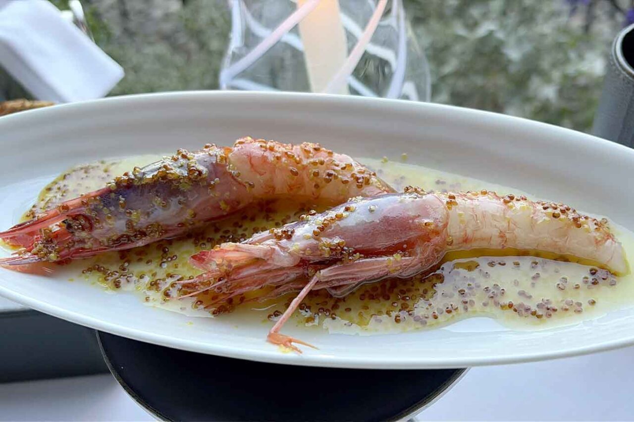 gamberi viola al ristorante DAV a Portofino
