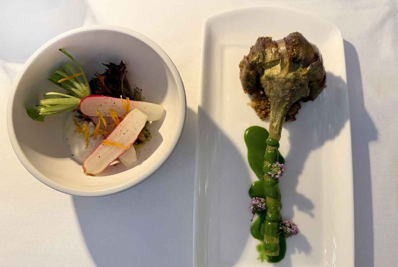 il carciofo del ristorante Devoti dell'Hotel La Monastica a Buggiano Castello
