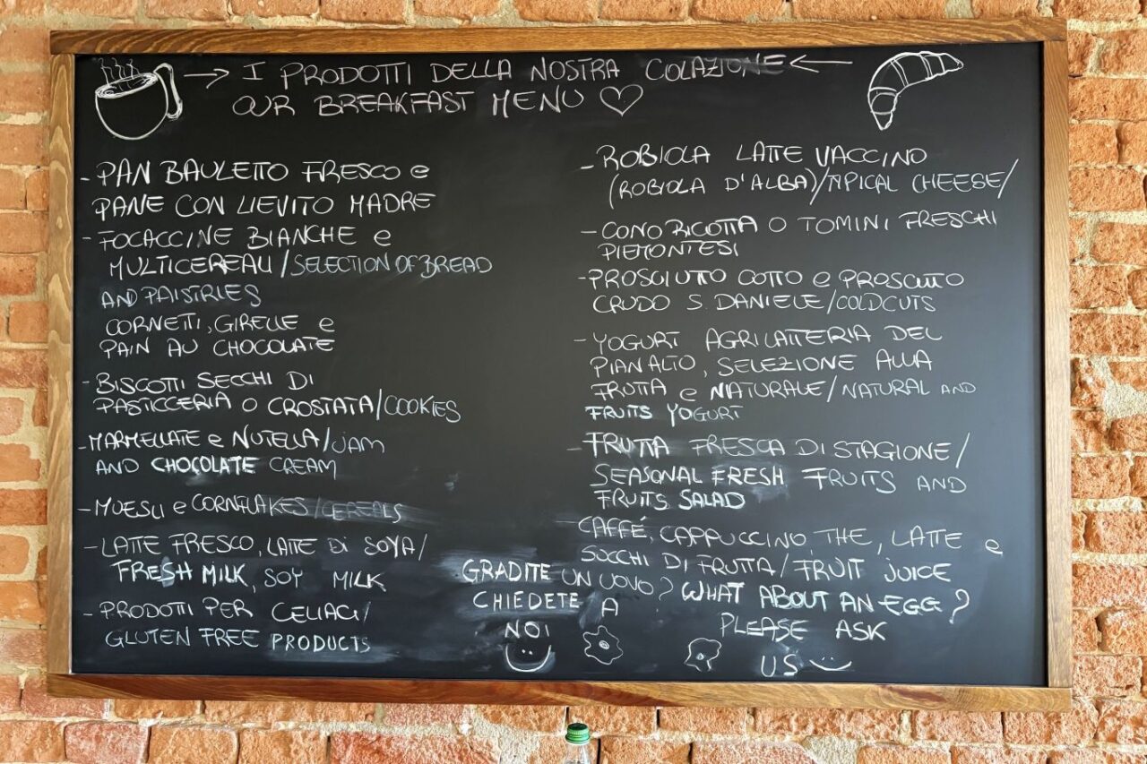Braida Wine Resort lavagna menu colazione
