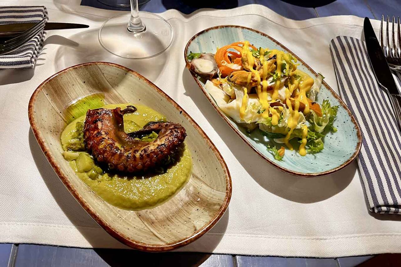 il polpo e l'insalata di mare di Emilio Osteria di Mare su Viale Aventino a Roma