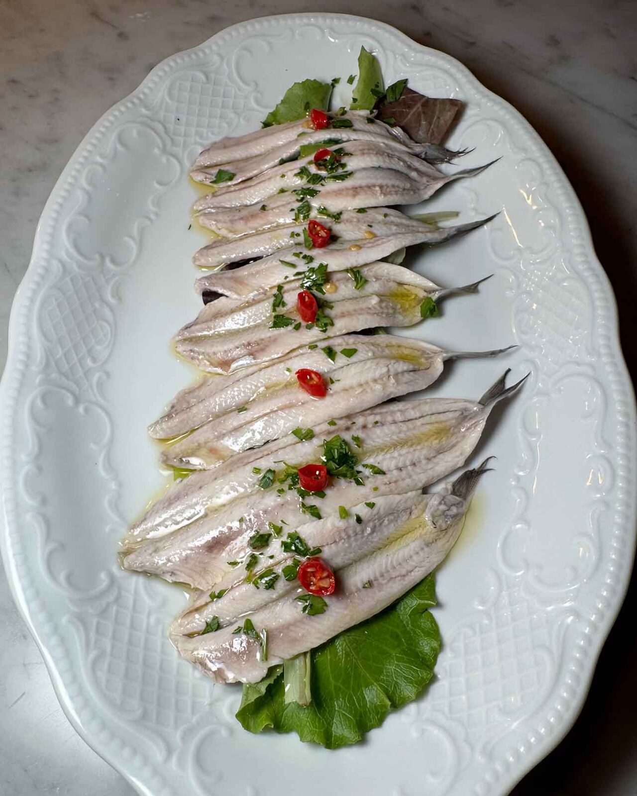 le alici marinate della Trattoria di Pescheria a Salerno