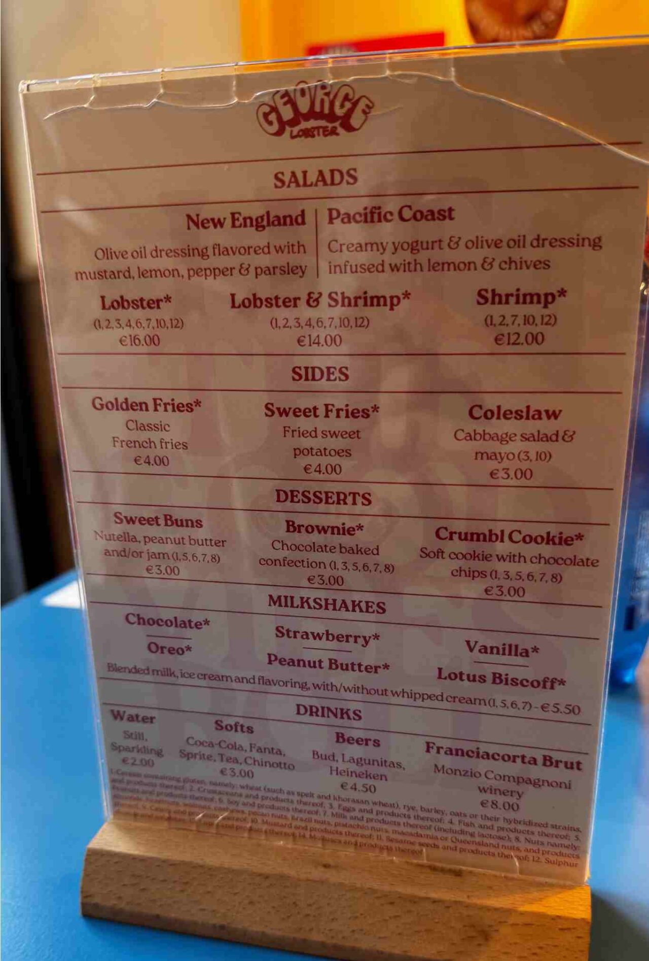 menu george