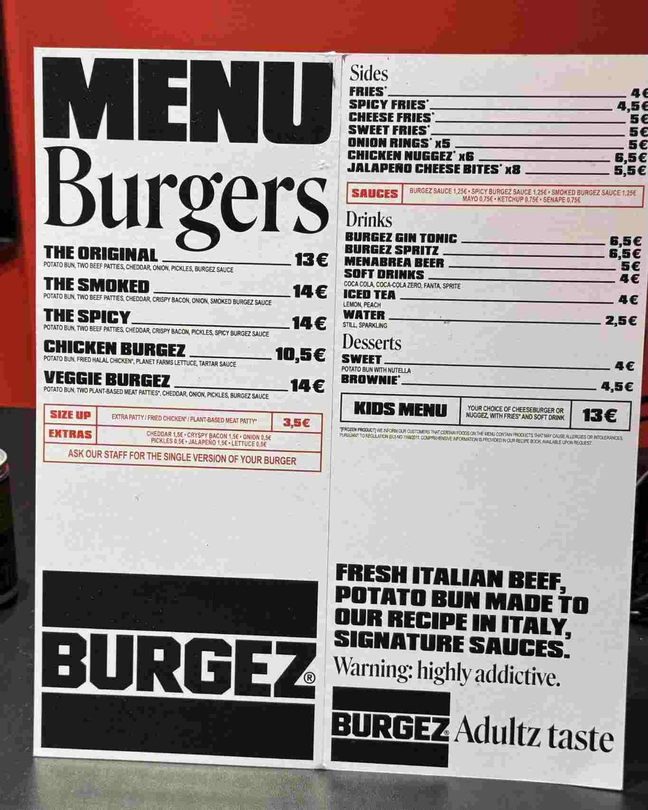 burgez menu milano 