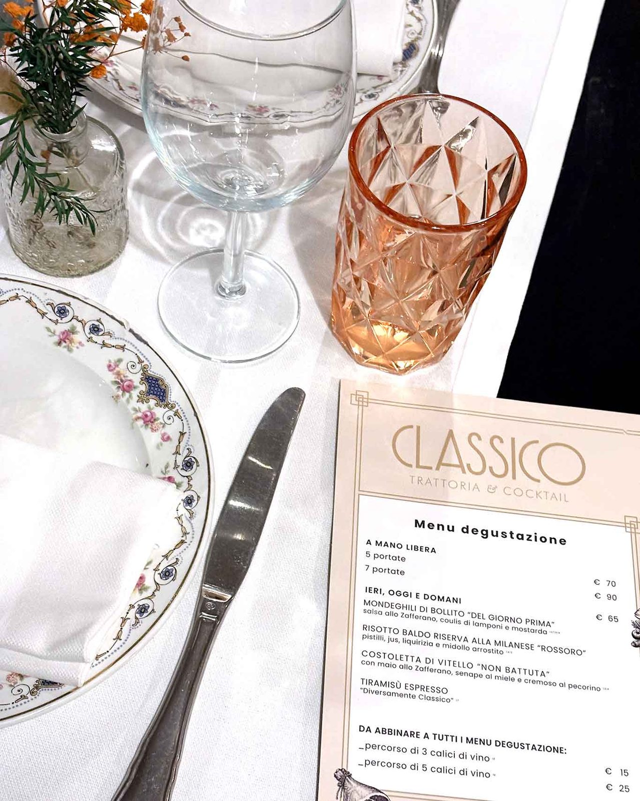il menu e i prezzi di Classico Trattoria & Cocktail a Milano verificati il 12 ottobre 2026