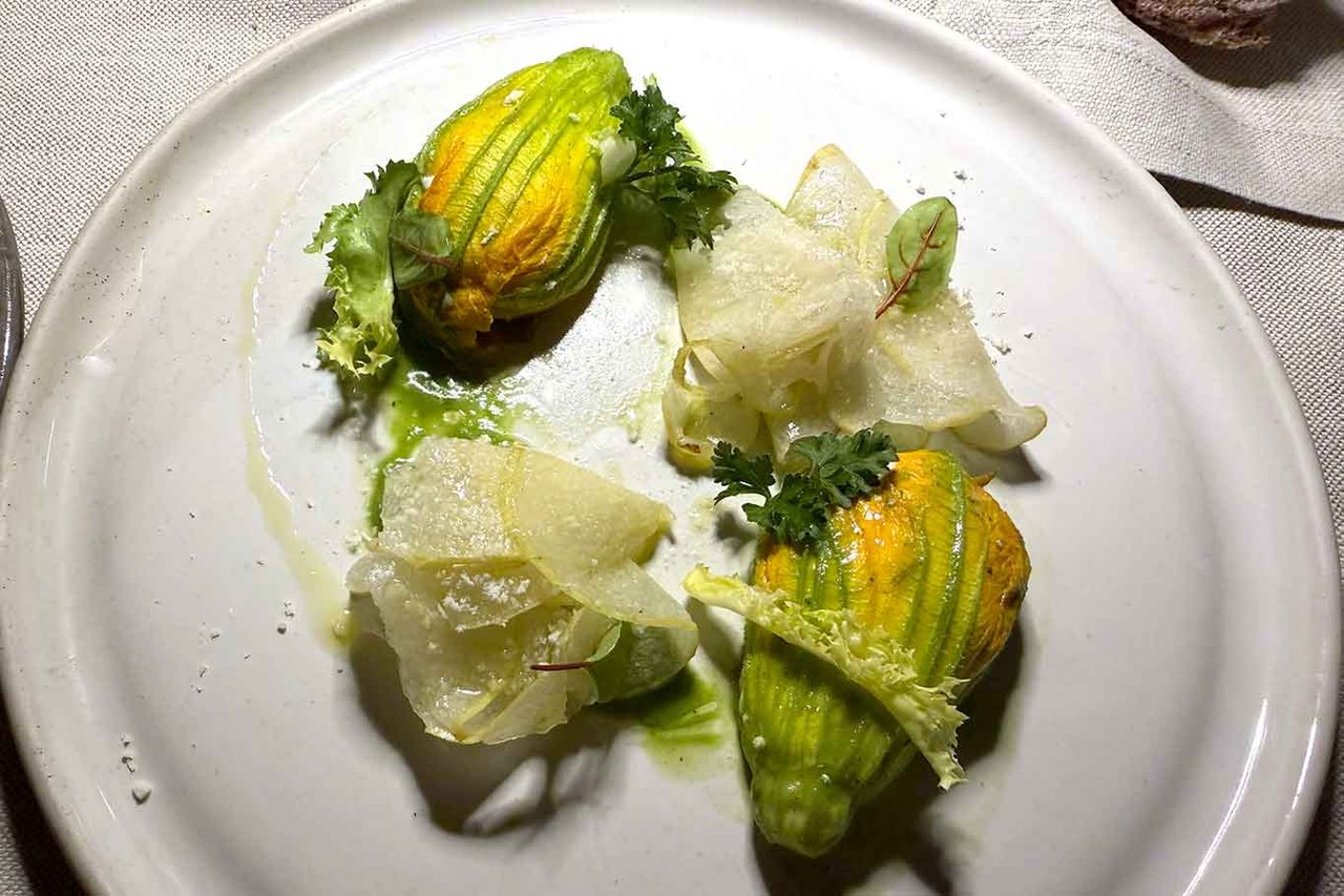 i fiori di zucca del ristorante Uliveto dell'hotel Rome Cavalieri